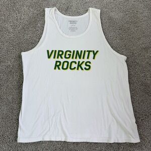 Virginity Rocks Tank Top Mens Large White Graphic Funny Slogan Tee T-Shirt